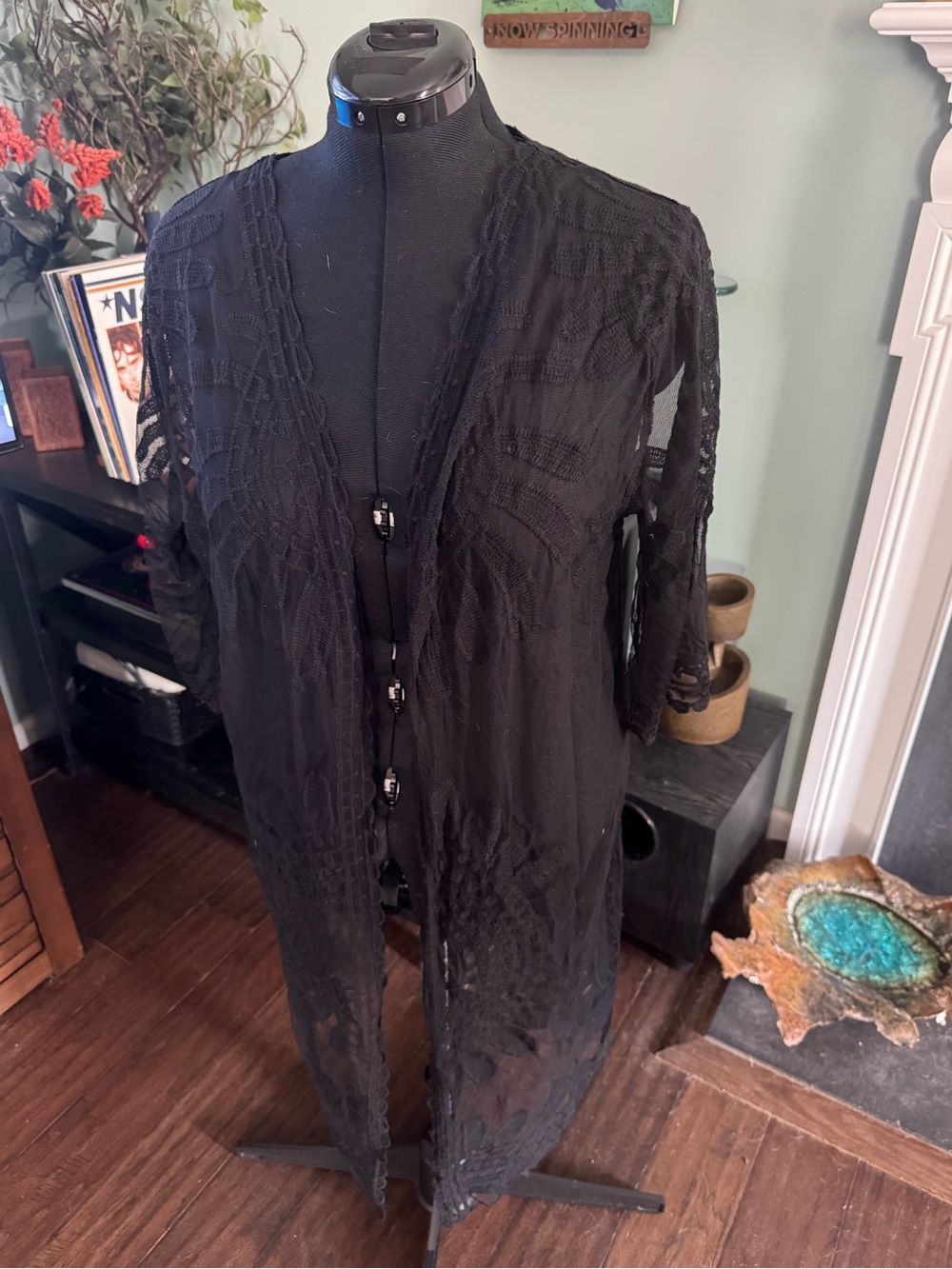 Rebellion Black Sheer Lace Long Robe